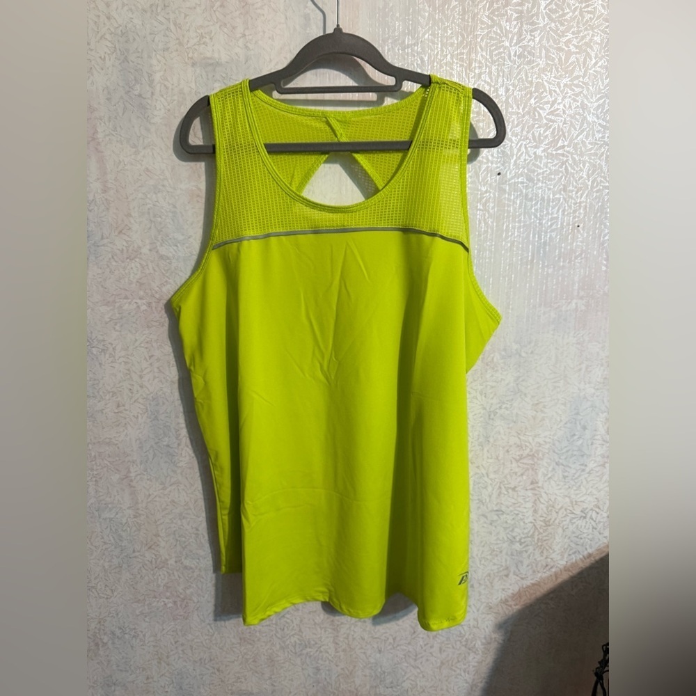 Pro Player Bright Lime Green Moisture Wicking Tank Top, Sz 1X